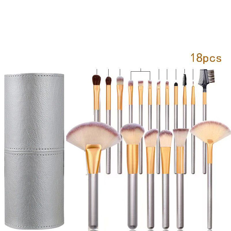 Fábrica al por mayor-blanco cremoso pinceles de maquillaje traje en forma de abanico 24 champán herramientas de maquillaje pelo sintético