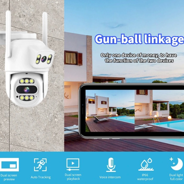 Xiongmai ICSEE binocular dual lens wireless wired gun ball camera
