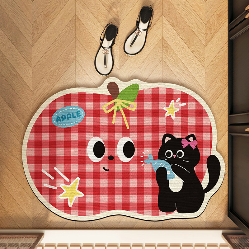 Bathroom floor mat is water-absorbent, quick-drying, dirt-resistant, easy to maintain, non-slip, cartoon-style, for home use, made of diatomaceous earth