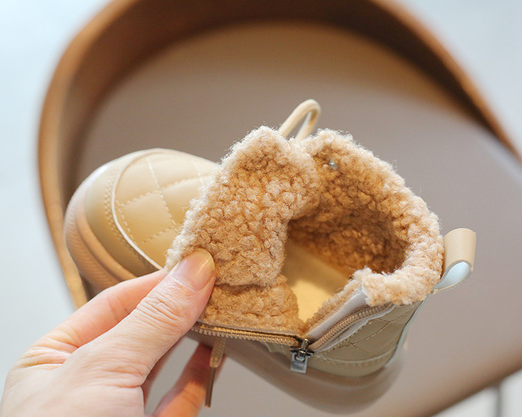 Lasten lyhyet saappaat Talvivauvat pojat ja tytöt Iso puuvilla brittiläinen lampaan turkki pieni ja keskikokoinen lasten_voghion.com