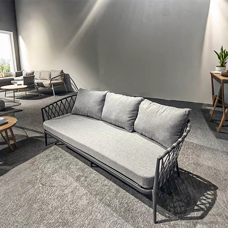 Casual sofá patio villa silla de caña casa hotel jardín terraza combinación interior y exterior silla de caña trenzada