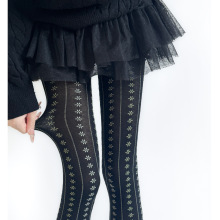 秋冬秀款碎花竖纹INS平板连裤袜棉质日系时尚显瘦美腿个性打底袜