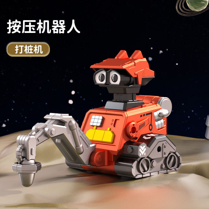 Juguetes transfronterizos para niños al por mayor puesto de prensa inercia Tire hacia atrás ingeniería vehículo robot juguete coche traje