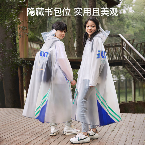 Mumeng student raincoat children's split type boys and girls go to school with school bags, middle and large children's full length rainproof clothing