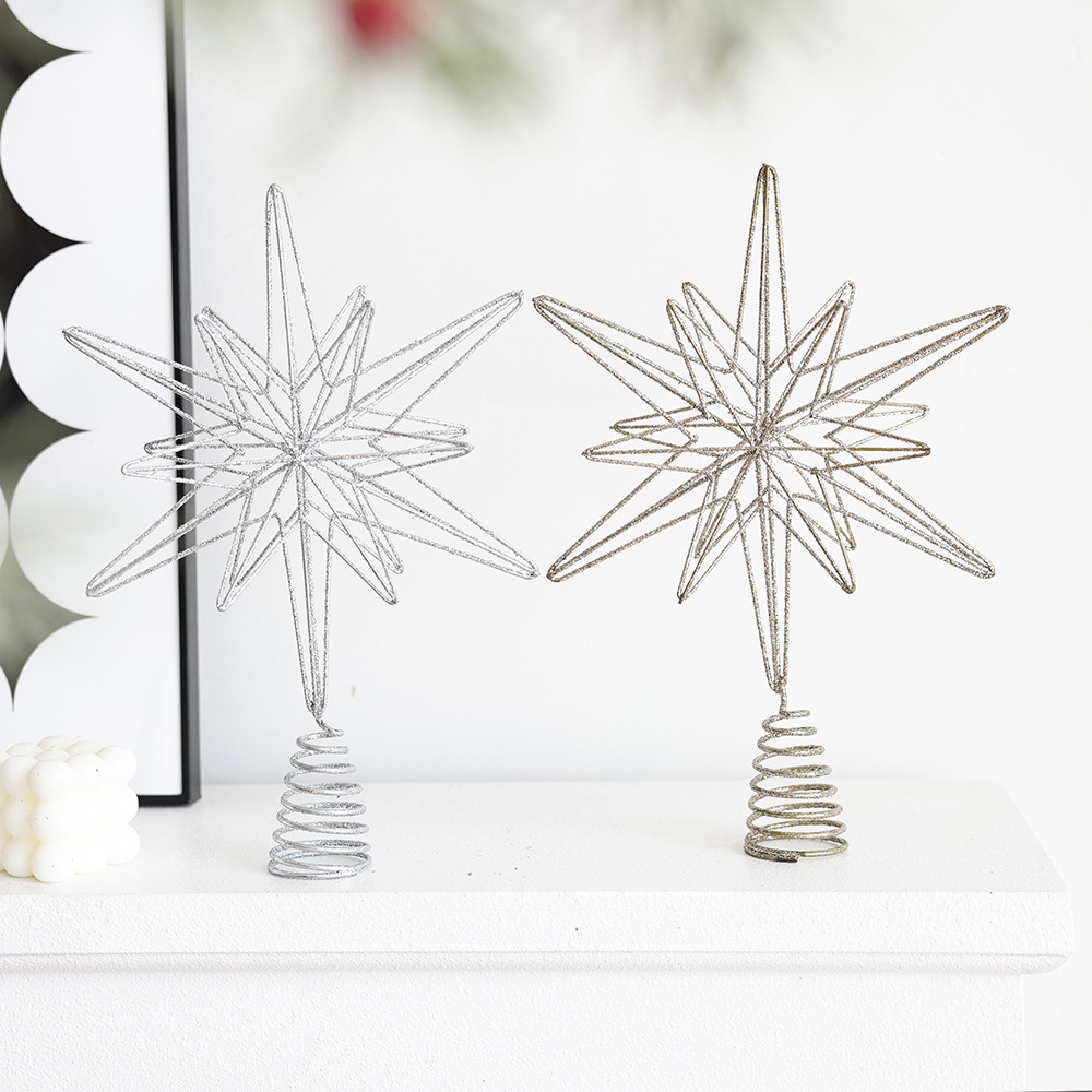 Luminoso árbol de hierro estrella de explosión estrella siete Awn estrella luz LED decoraciones para árboles de Navidad decoración de vacaciones adornos