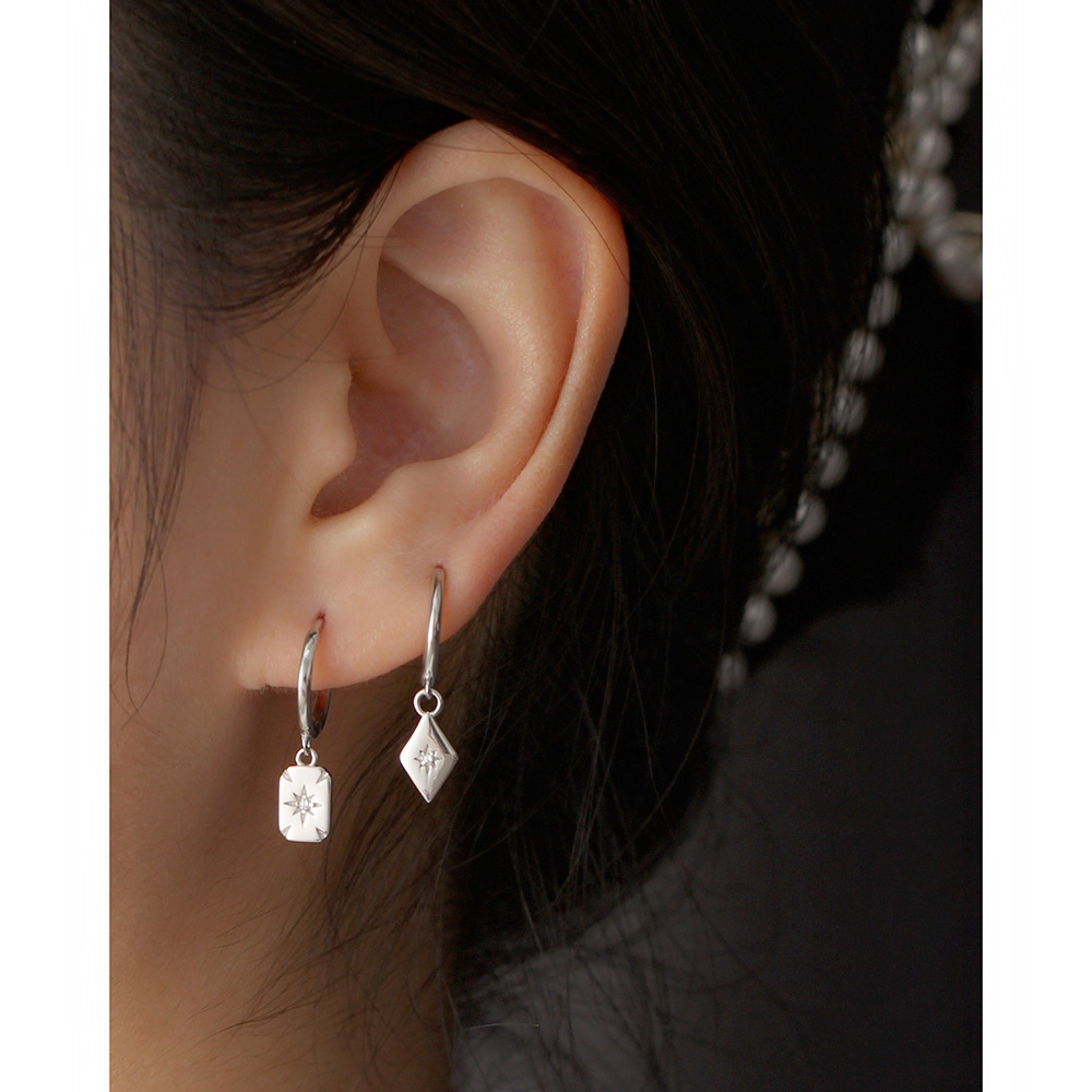 18K Real Gold Plated, Platinum Plated Plating Material Zircon Inlay Material Fashion Geometric Sterling Silver Plating Zircon Earrings 1 Pair