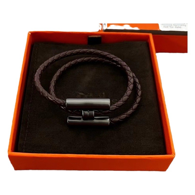 Love H Home Nueva pulsera colorida de cuero de doble capa tejida de piel de vaca apilada para hombres y mujeres pulsera de pareja marea
