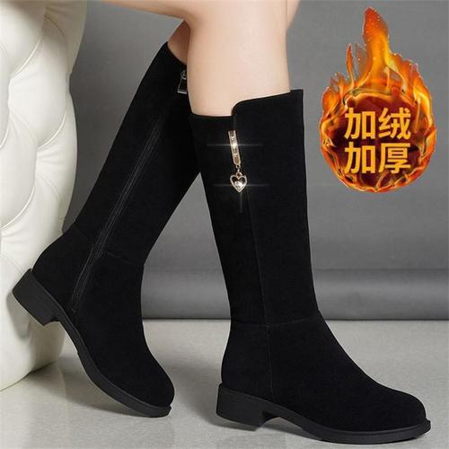 Frosted Velvet Snow Boots for Women, Chunky Heel — Autumn/Winter Mid-Calf Style, Women's Mid-Heel Warm & Fleece-Lined Boots