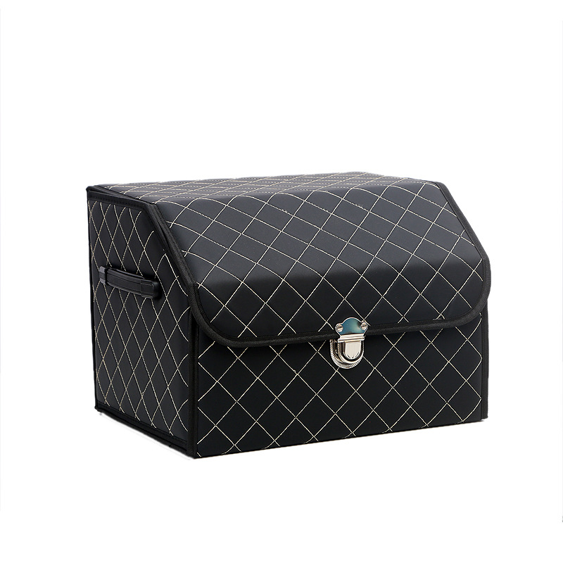 Foldable car storage box, car trunk organizer, leather car storage organizer