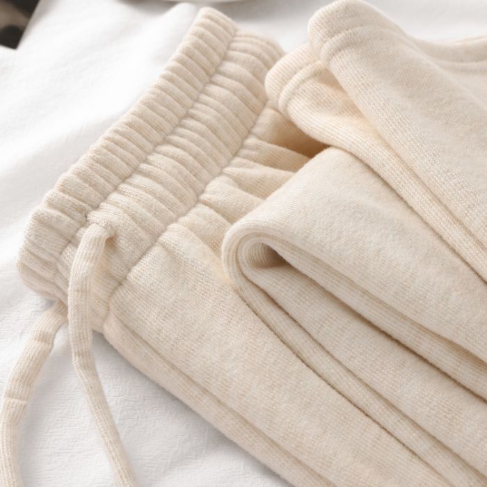 Sheep Wool Spring, Autumn, and Winter Soft and Comfortable Narrow Straight-Leg Drapey Wide-Leg Pants for Women, Lazy Style Sweatpants