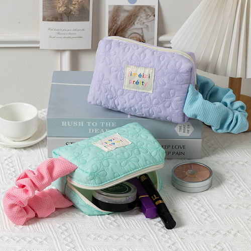 Fresh candy color cosmetic bag large capacity portable floral cosmetics storage bag lipstick storage bag wallet