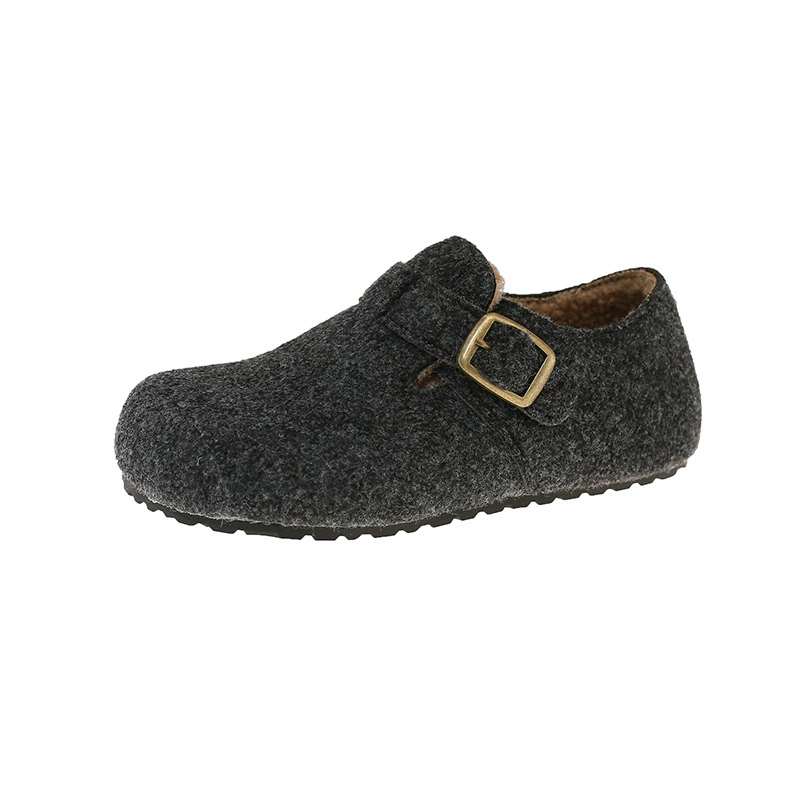 Женские хлопковые туфли Birkenstock с добавлением бархата и увеличенным мыском, для ношения на улице, новая зимняя модель 2025, ленивые одношаговые "уродливо-милашки" Birkenstock