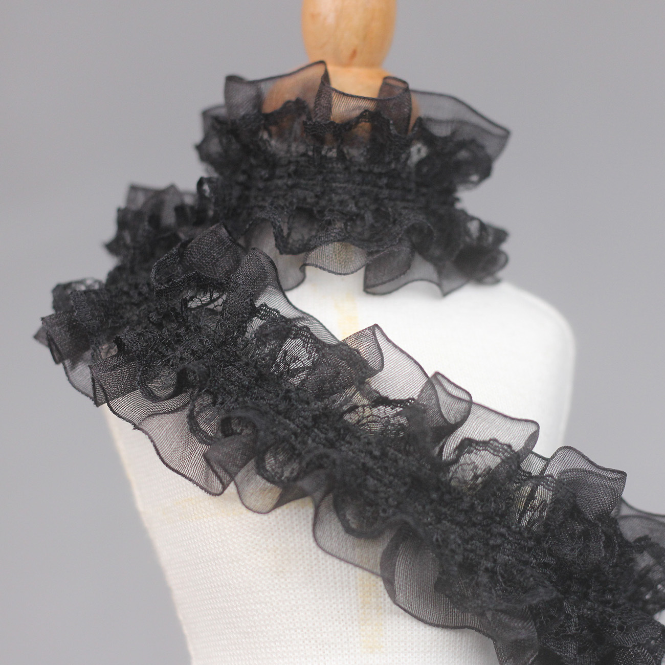 現品4cm二重リボンシワレース弾力シュシュ子供髪飾りヘアバンド緩めレース134