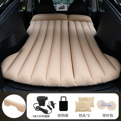 Vehicle-mounted inflatable bed: Bed, Camping Mat - beige-tesla-model-y-with-512m-v-car-pump-long-pier