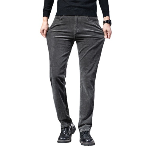 Men's Thickened Autumn and Winter Corduroy Pants, Trendy Tailored Straight Leg Loose Fall Linen Men's Casual Pants