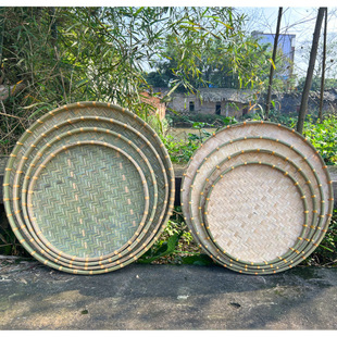 Hand-Woven Bamboo Plaque No Leakage Bamboo Sieve Drying Bamboo Basket Decoration Household Large Environmental Protection Bamboo Dustpan