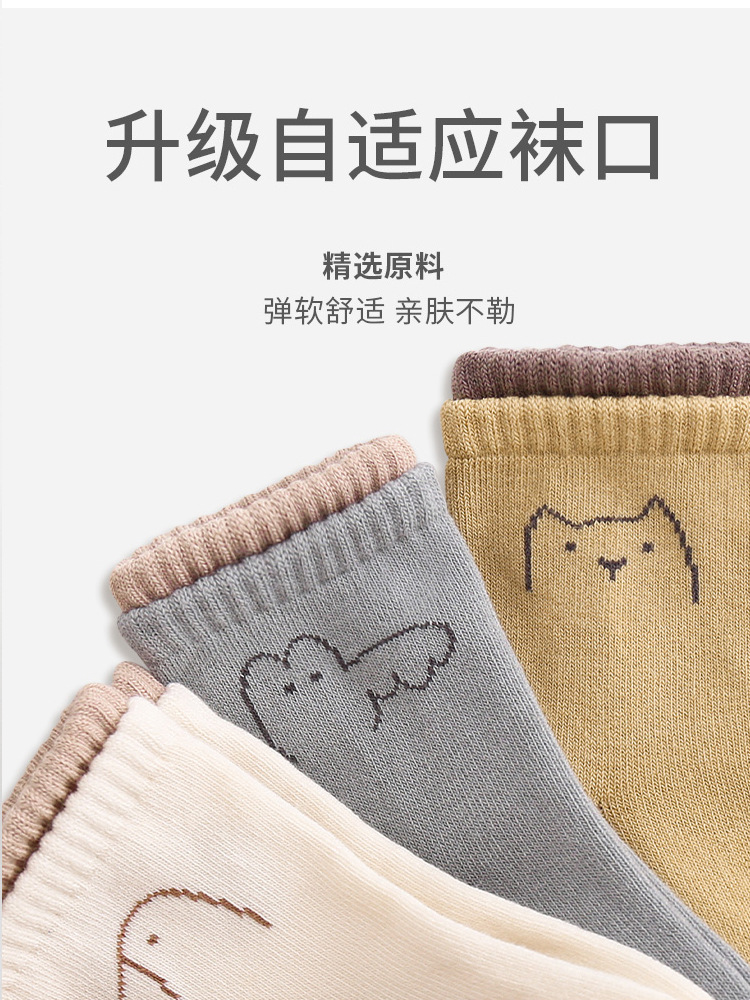 Corea del Sur niños y niñas medianos y grandes niños de media pantorrilla calcetines de algodón Calcetines de bebé recién nacidos boca suelta boca deshuesada primavera y otoño dibujos animados doble boca