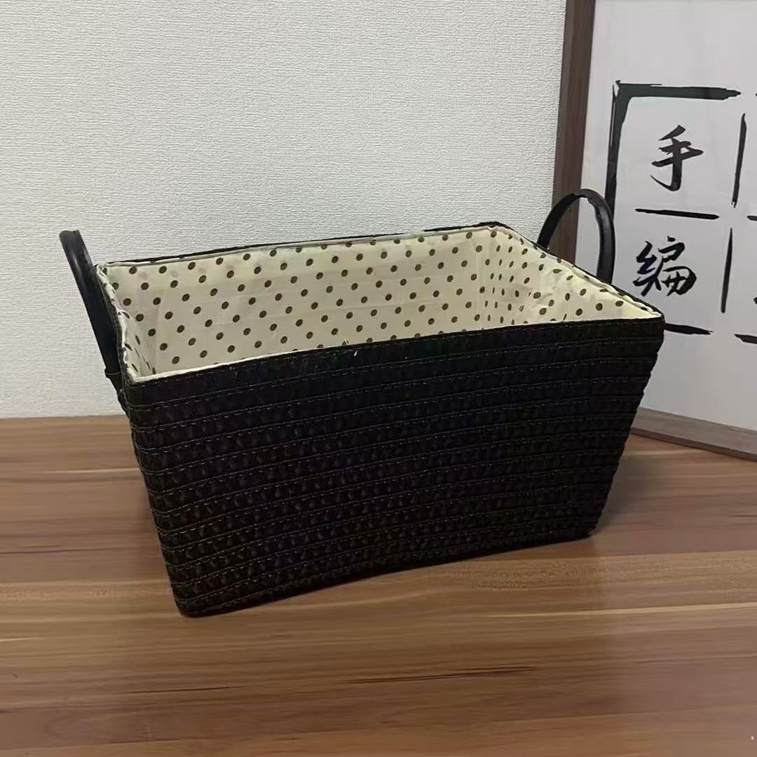 Bocadillos tejidos de imitación de ratán, cestas de almacenamiento plegables tejidas, juguetes tejidos de paja, cestas de almacenamiento con manijas, cestas de ropa sucia, cestas de artículos diversos