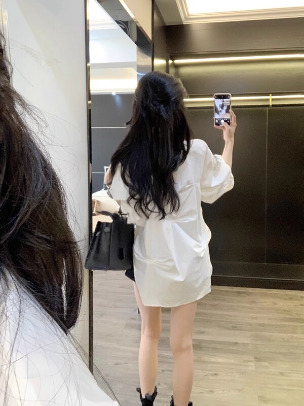 白色衬衫早秋新款女装小众设计感法式宽松休闲衬衣外套高档休闲装|undefined
