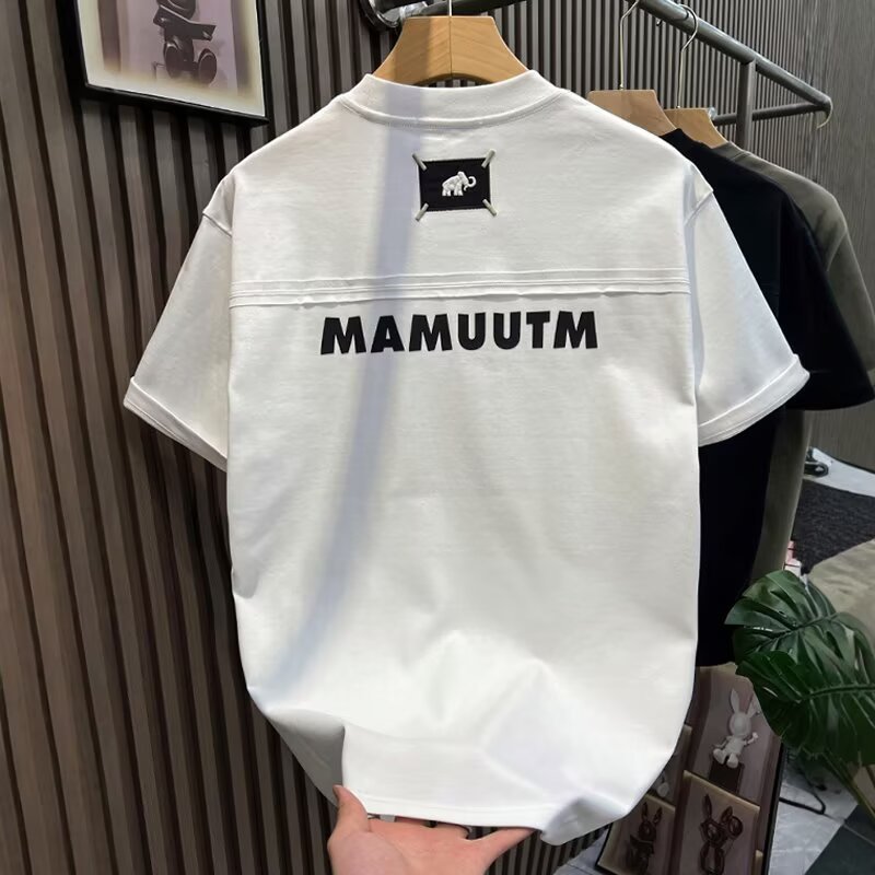 潮牌美式字母刺绣短袖男夏季时尚圆领休闲半袖宽松百搭打底恤衫|undefined