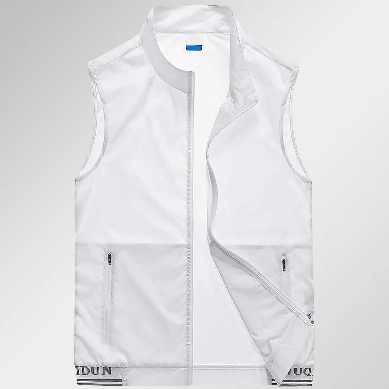 Chaleco de verano para hombre estilo fino deportes al aire libre transpirable de secado rápido chaleco de cuello alto sin mangas ropa de piel casual de moda suelta