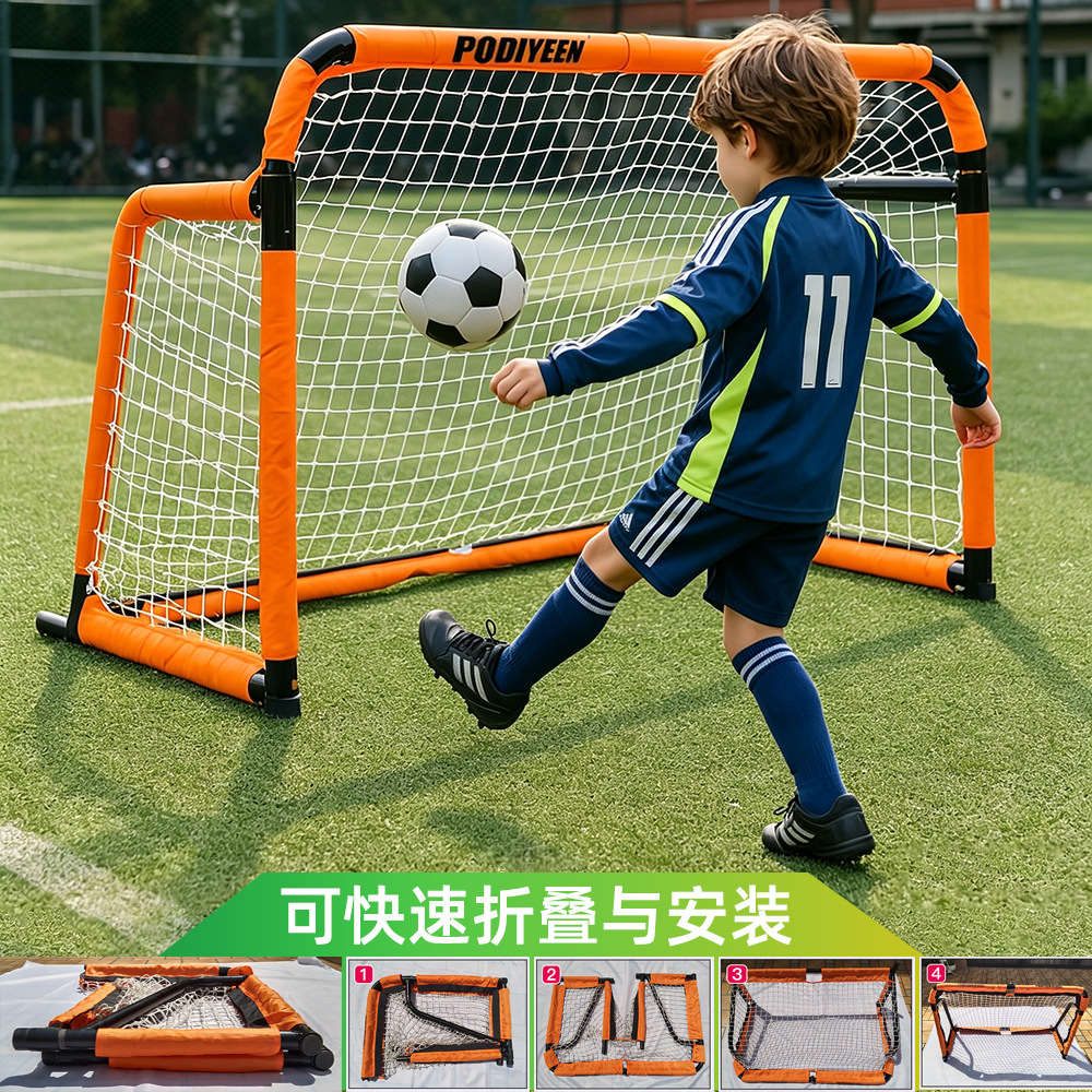 Puerta de fútbol de metal plegable portátil para niños para exteriores Diseño ligero para entrenamiento móvil Red de fútbol