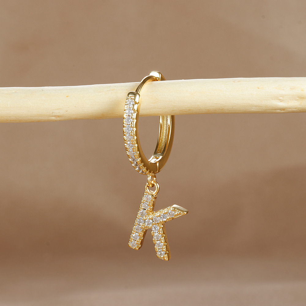 6g Weight Copper Ear Needle Material Zircon Inlay Material Charm Sleeper Hoop Earrings, Drop Earrings Classification 1 Piece Quantity Daily Occasion Copper Material Letter Pattern Unisex Gender Plating Design Casual Style 1 Piece Casual Letter Plating Copper Zircon Drop Earrings 31