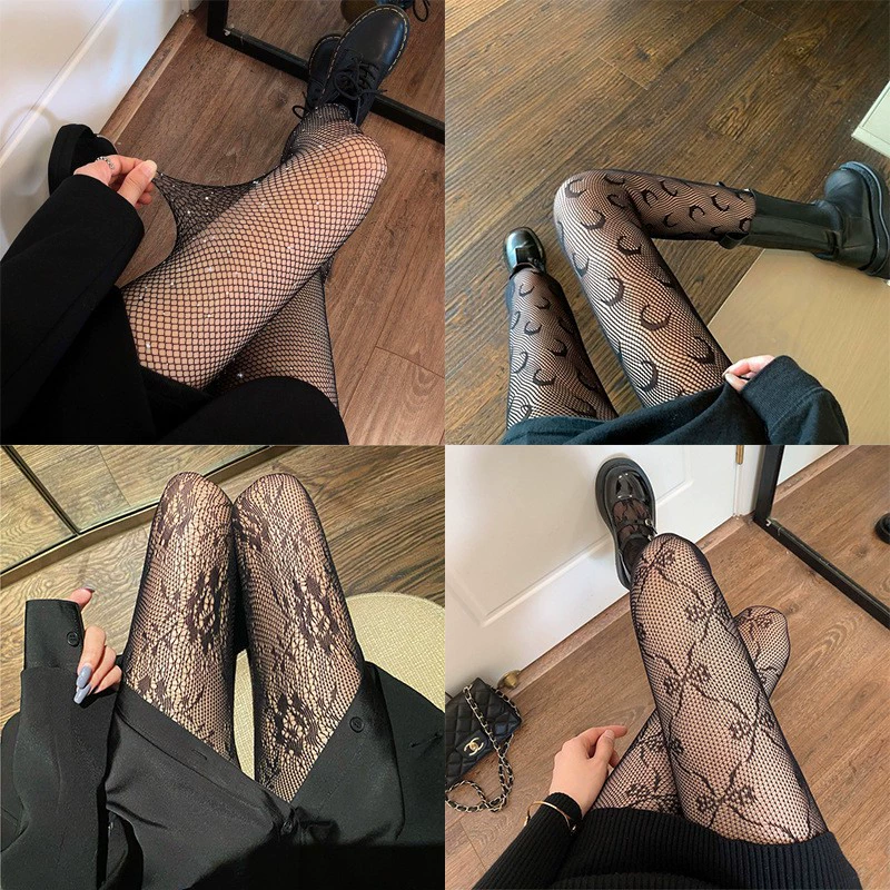 Собранные носки-сети Fishing net socks Flower hollow bow JK socks, полумесяц сетка сверление сексуальные чёрные шелковые колготки женские