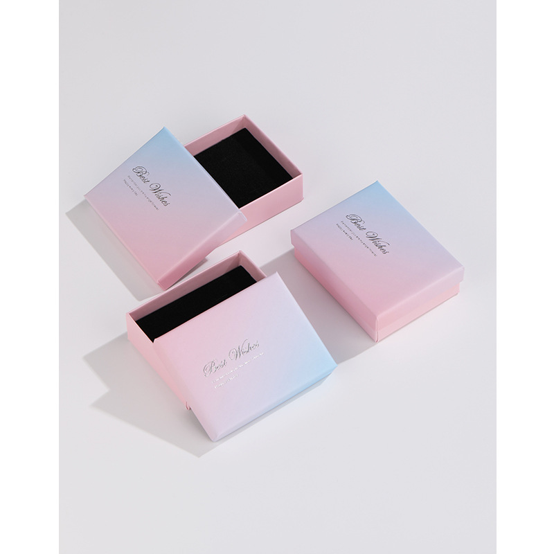 Simple joyería de color rosa caja de almacenamiento de embalaje anillo de cartón pendientes colgante collar pulsera caja de regalo