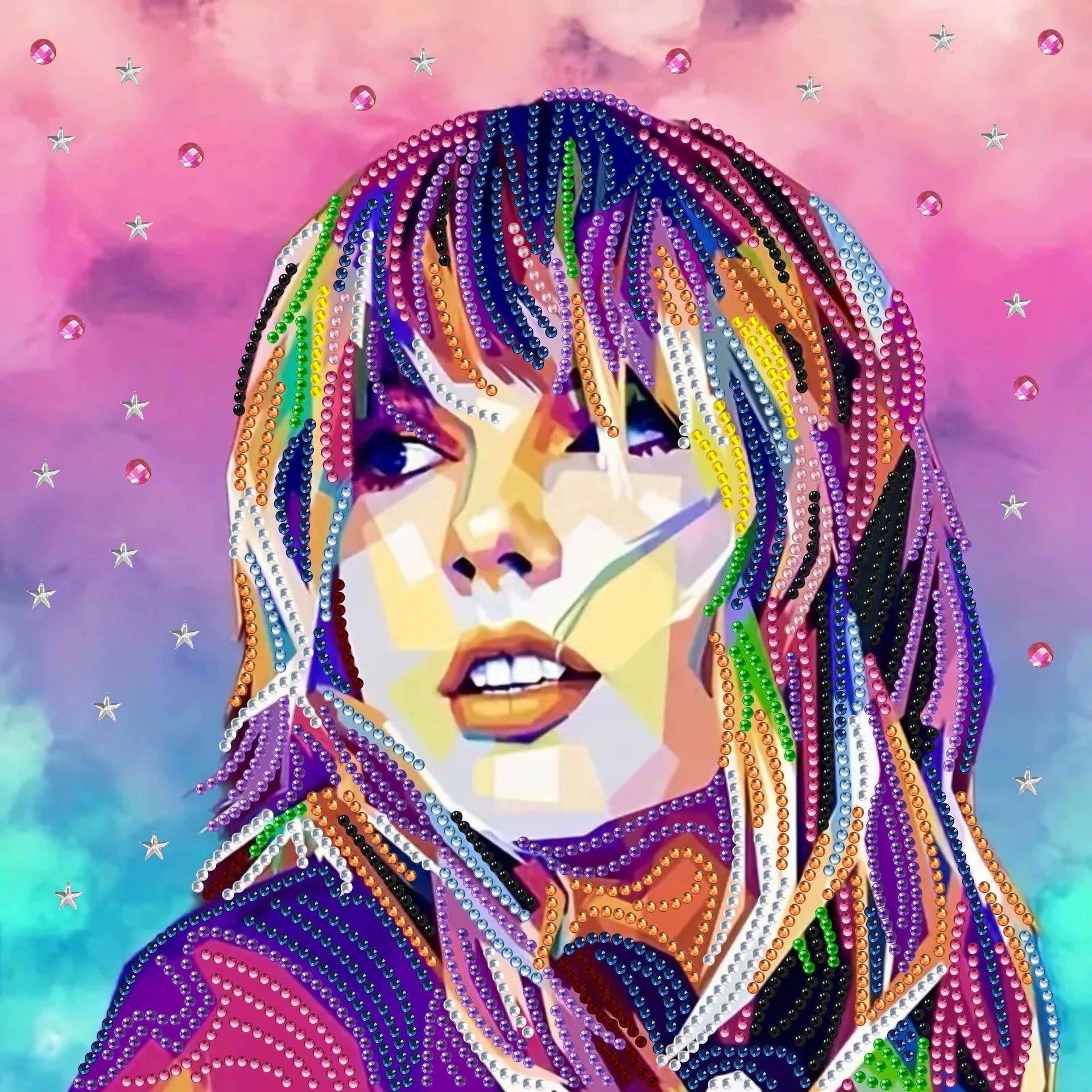 Pintura de Diamantes 5D con Forma Irregular de Princesa de Fantasía, Pintura de Diamantes DIY, Pintura de Diamantes con Puntos de Cristal, 30×30