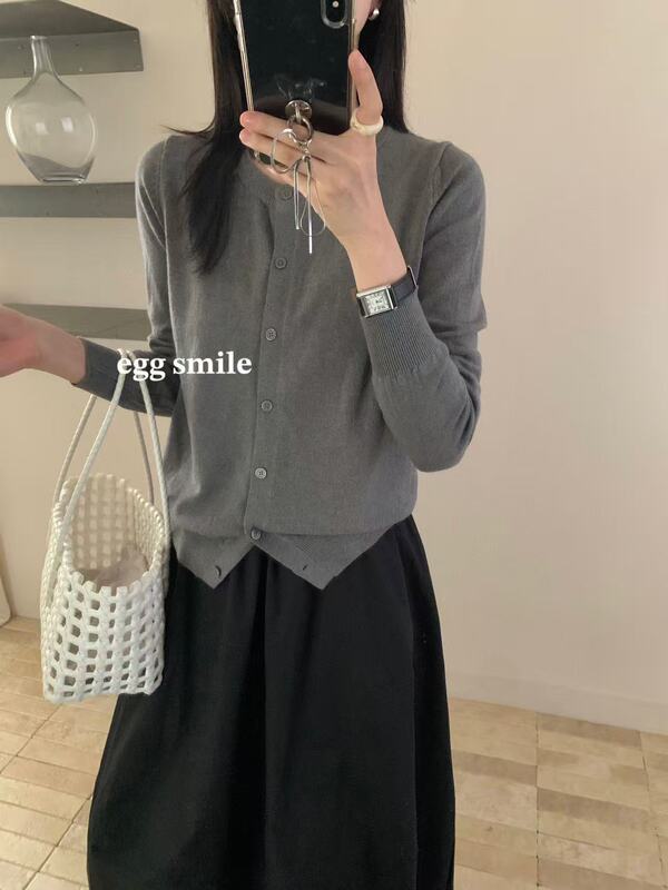 egg smile11色暖芯针织开衫基础款纯色软糯圆领温柔百搭长袖毛衣|undefined