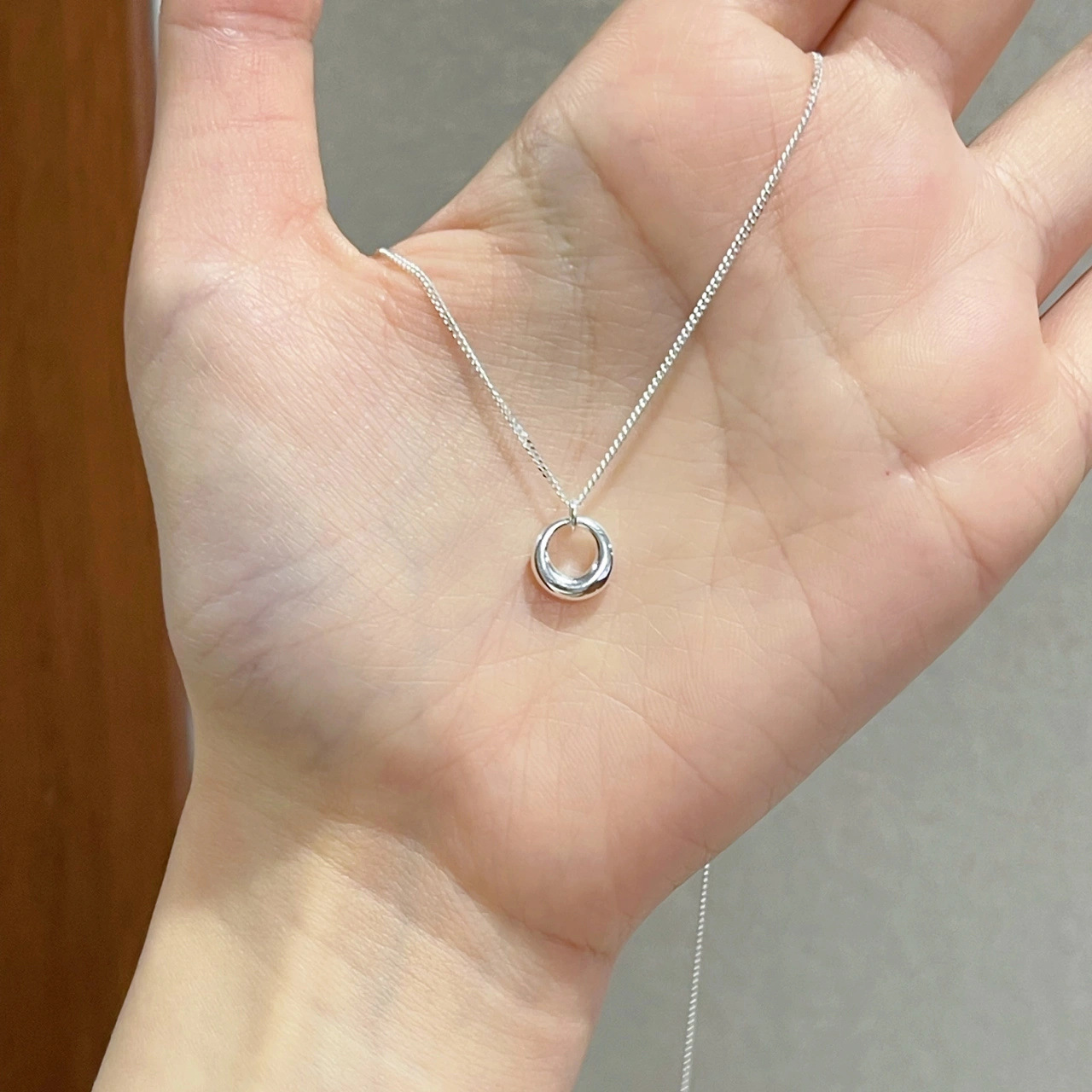 Kreis Anhänger Halskette Schmuck Kreis Charm Geometrische Halskette_voghion.com