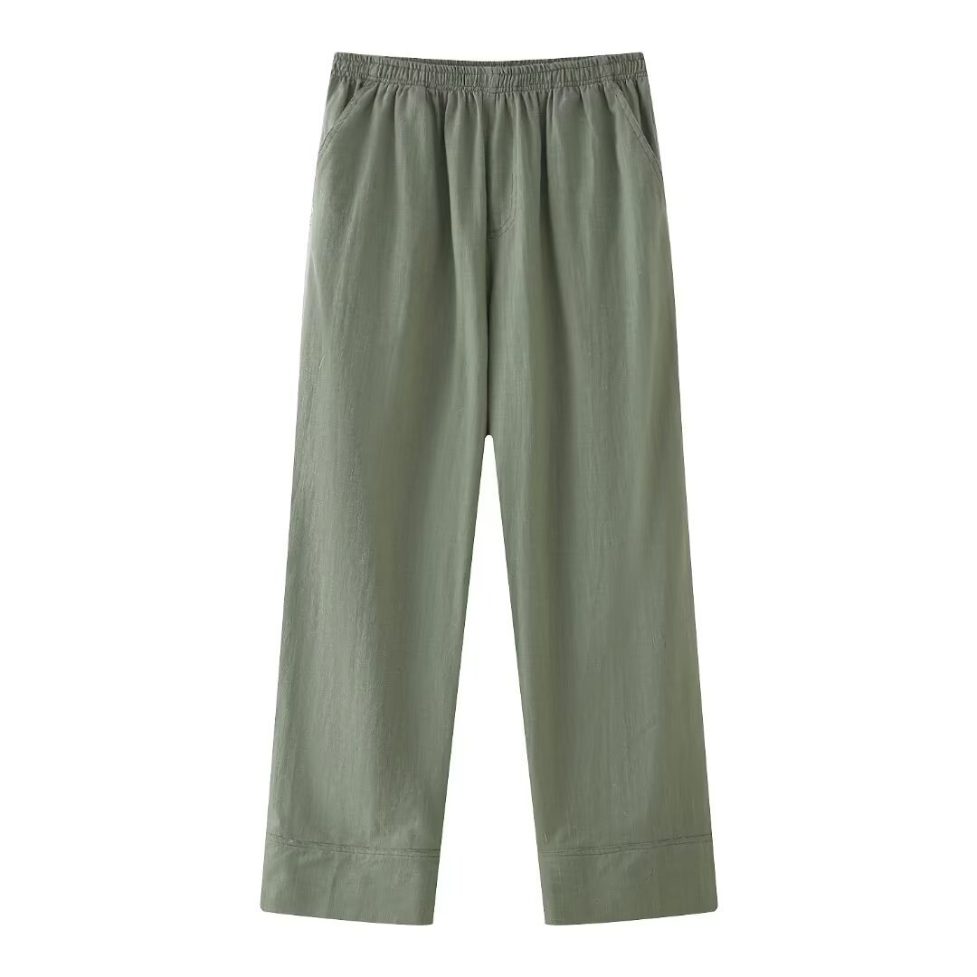 Roupas femininas verão 2024 novo estilo quimono texturizado trespassado conjunto de calças_voghion.com