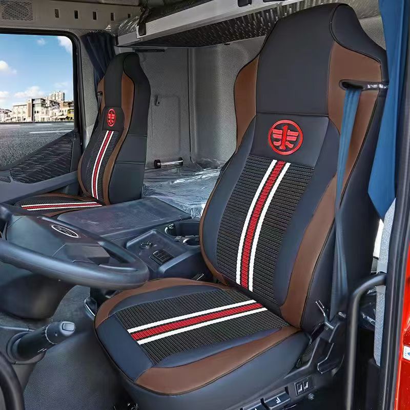 Seat cushion, seat cover – Jiefang Cover J6L J6M - upgraded-striped-ice-silk-black-coffee-separate-driver-seat-piece