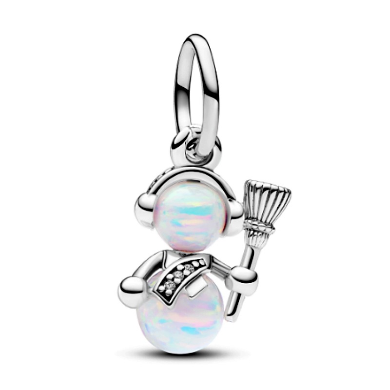 Cute Snowman Sterling Silver Plating Inlay Zircon Charms Jewelry Accessories display picture 1