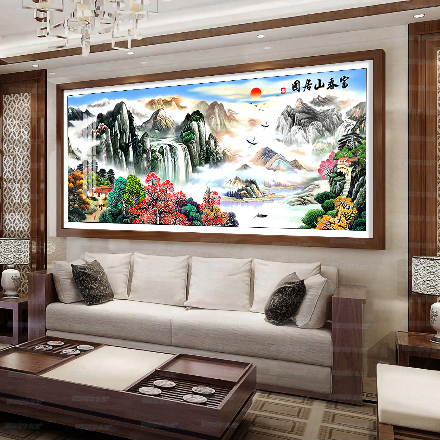 Mona Lisa Royal Cross Stitch Fuchun Mountain House versión clásica mejorada pintura de paisaje de sala de estar china bordado image 5