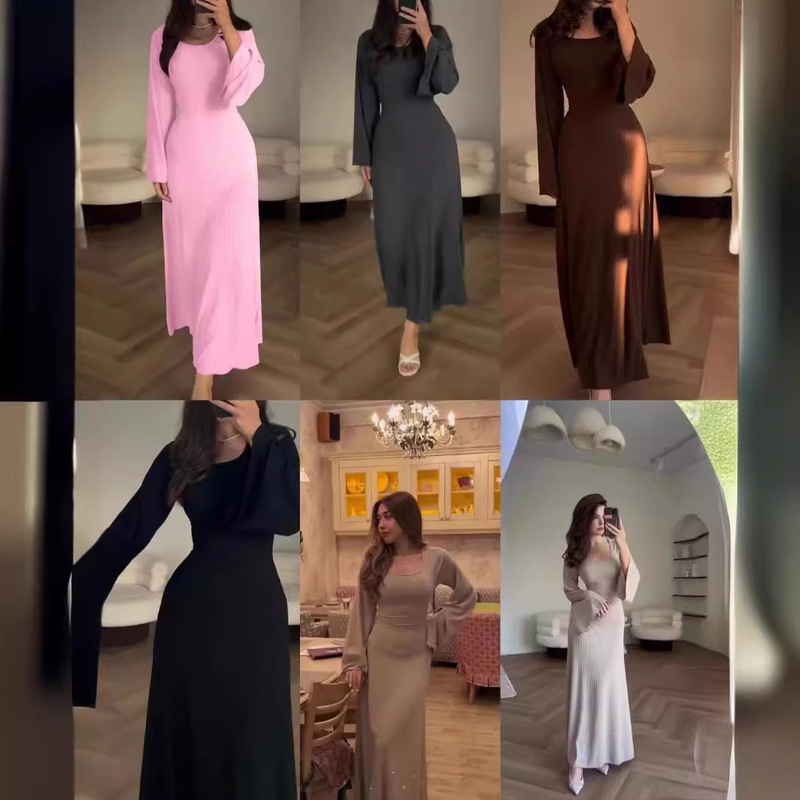 Cross-Border Women's Clothing New Style 2024 Spring and Autumn Amazon Foreign Trade Long-Sleeved Loose Casual Professional Dress Ready for Sale