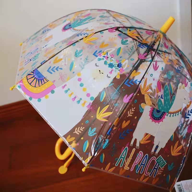 颜値超高虹透明伞ins幼稚园カラーレインボー小学生キッズ可爱い厚手长柄伞