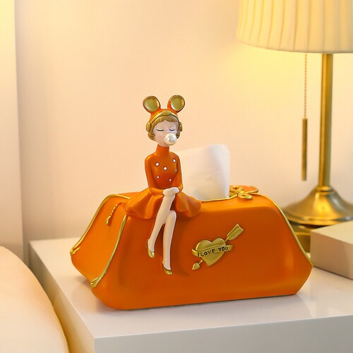 Nordic Light Luxury Creative Multifunctional Girl Tissue Box for Home Living Room Coffee Table Remote Control Desk Storage Shelf Accent