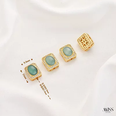 Zərgərlik ara hissələri – DIY Jewelry Accessories - golden-natural-grade-a-jade-square-beads-1-piece