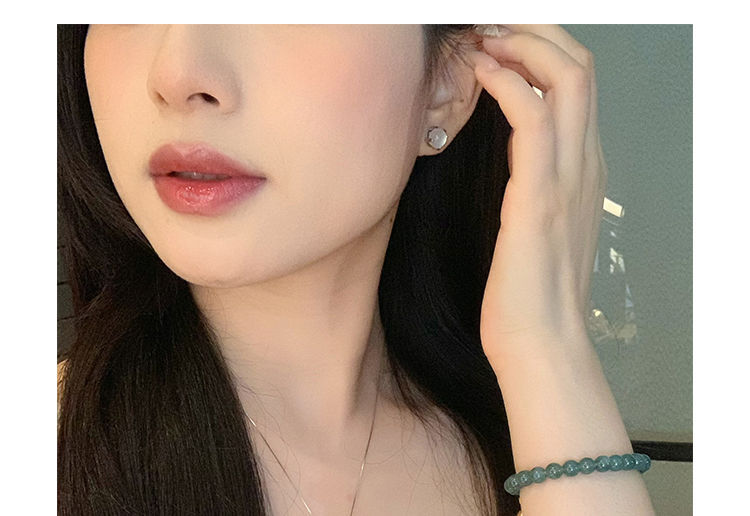 Mặt dây chuyền ngọc bích tự nhiên A hàng xanh nước biển không làm gì, khung bạc sterling đính đá chi tiết 25
