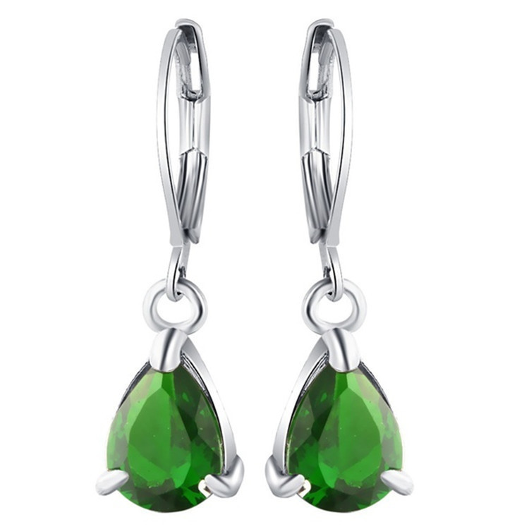 Water Drop Earrings in Green
