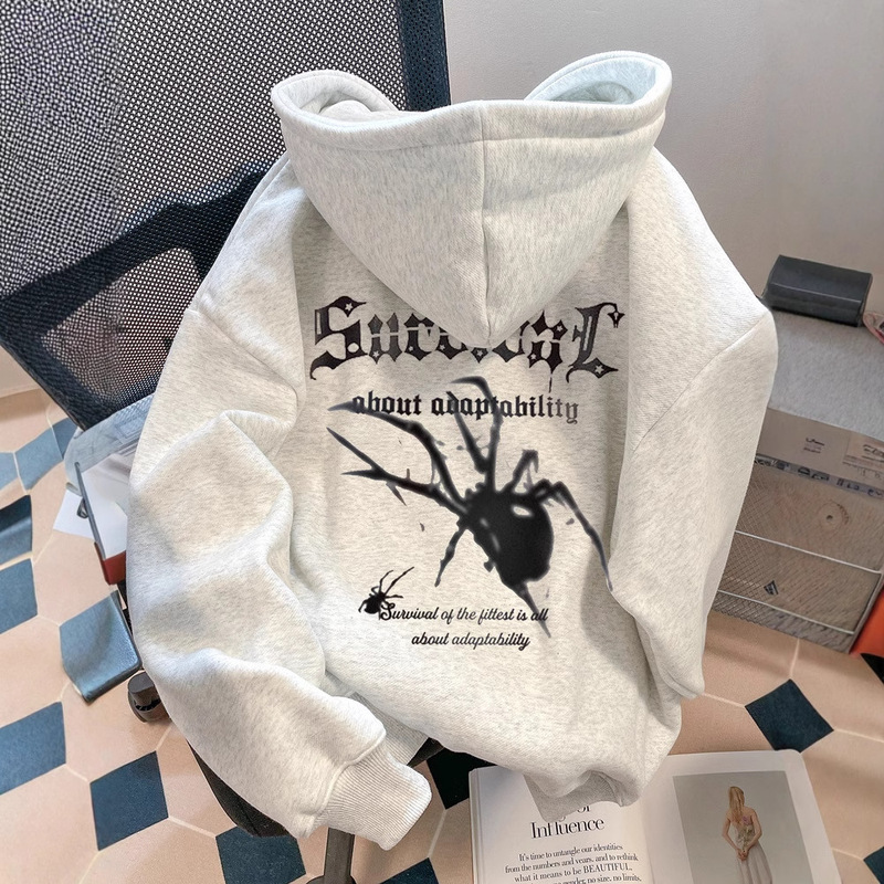 American Retro Hiphop Fashion Brand Spider Hooded Sweatshirt Men's Winter New Hip Hop High Street Vibe Couple Jacket American Retro Hiphop Fashion Brand Spider Hooded Sweatshirt Men's Winter New Hip Hop High Street Vibe Couple Jacket