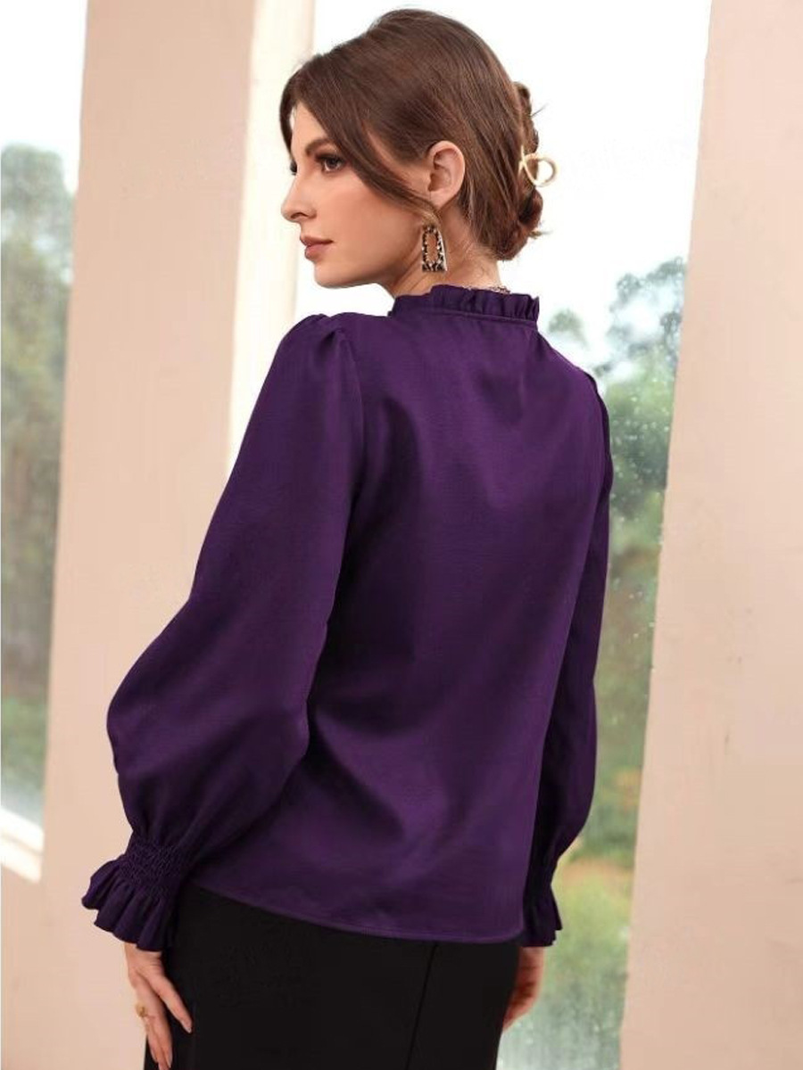 Camisa de satén satinado para mujer transfronteriza de Amazon primavera y verano nuevo comercio exterior Camisa de manga larga de la estación independiente de Amazon