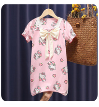 女童睡裙夏季薄款短袖公主裙女孩儿童睡衣夏款宝宝家居裙