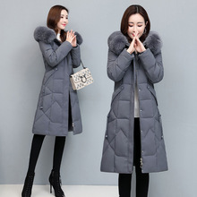 专柜防寒狐狸毛领羽绒服女25时尚修身加厚保暖白鸭绒女士连帽外套