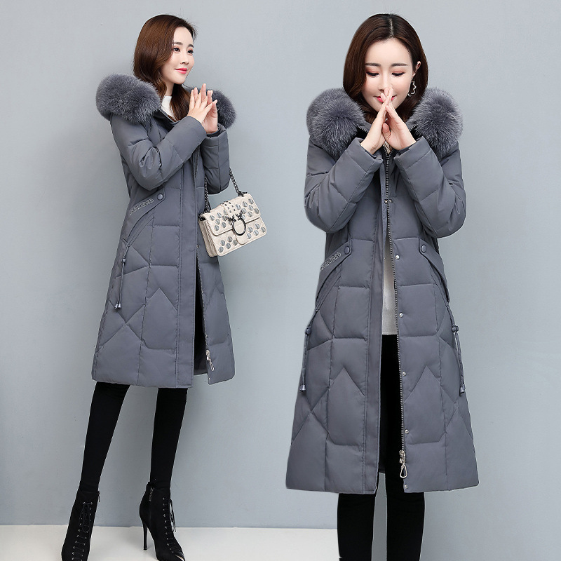 专柜防寒狐狸毛领羽绒服女25时尚修身加厚保暖白鸭绒女士连帽外套