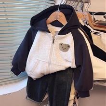 儿童开衫外套男童春秋装韩版印花连帽外衣男孩秋季百搭长袖上衣潮