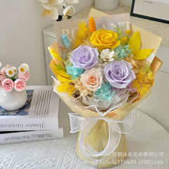 跨境永生花玫瑰花束情人节手提礼盒礼品花束高级感云南保鲜花