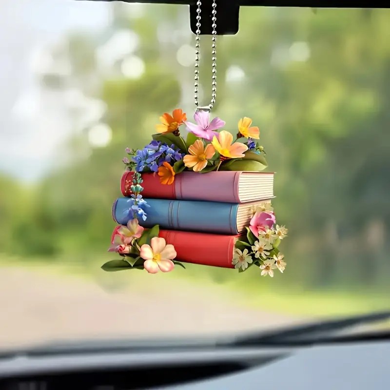 Nuevos productos transfronterizos creativos entusiastas del libro forma de acrílico plano árbol de Navidad decoración de automóviles para el hogar image 3